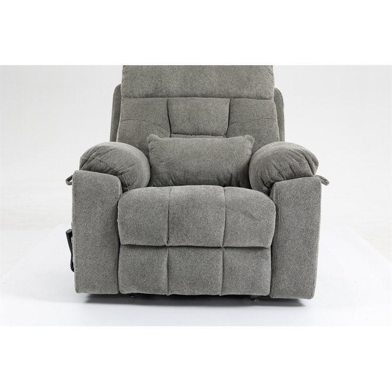 Electric Lift Recliner Chair With Heating, Massage, And Dual OKIN Motors, Power - Remote, White Fabric