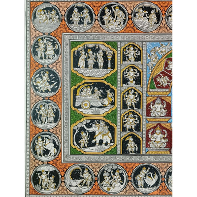 Krishna Leela Pattachitra, peinture | Couleurs naturelles sur toile faite à la main | Par Sachikant