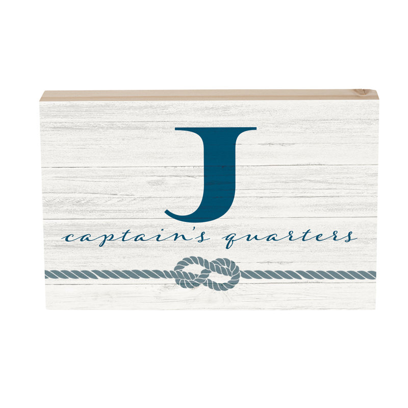 Coastal Wooden Plock Monogram Captain 12x8" J