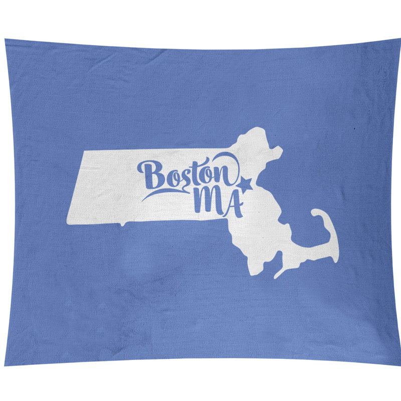 Tapisserie murale boston massachusetts, H 27,5 po x l 37,5 po, Bleu