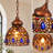 1-Light Moroccan Blue Gemstone Pendant Light With Openwork Iron Shade