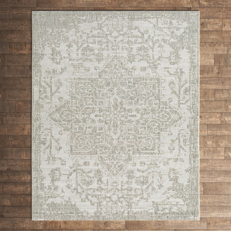 Tapis intérieur / extérieur gris Gaiwan, Rectangle 12 pi x 15 pi
