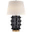 Linden Medium Cordless Table Lamp in Black with Linen Shade
