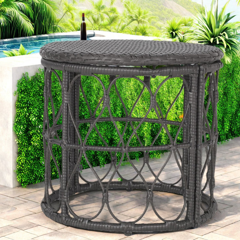 Compact Patio Tables, Grey Rattan Boho Style For Patio Home Entertaining
