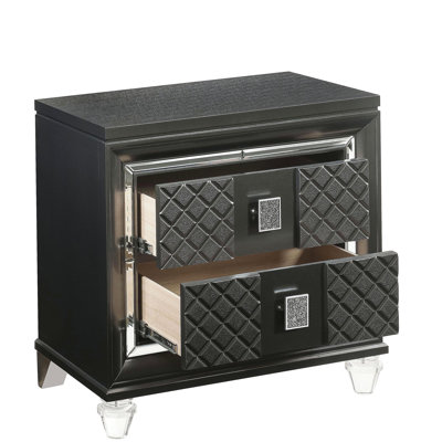 Metallic Grey 2-drawer Nightstand