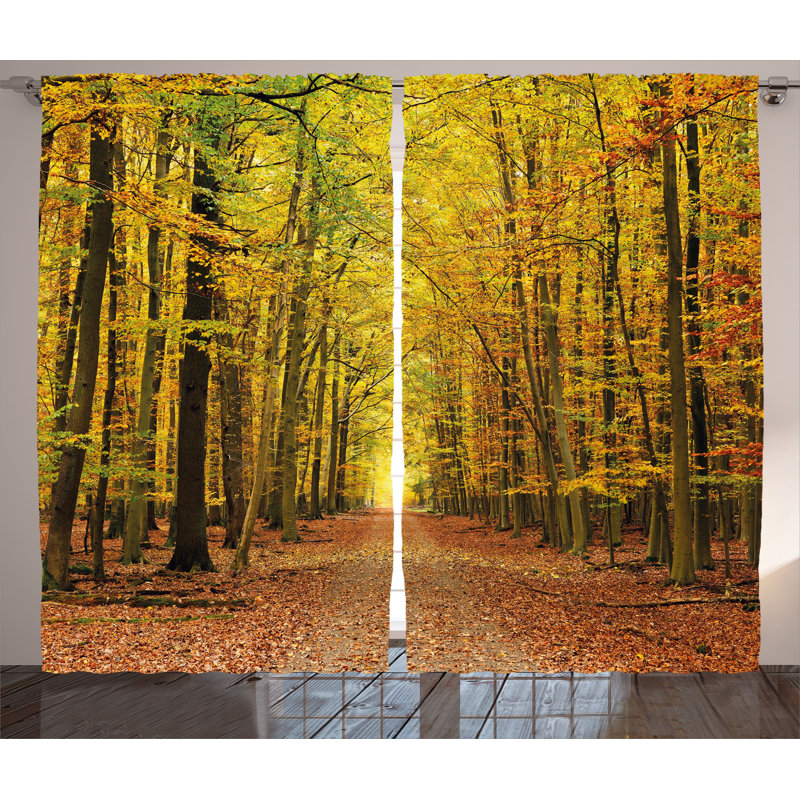 Abhisekh Polyester Semi Sheer Curtain Pair, 54" x 108"