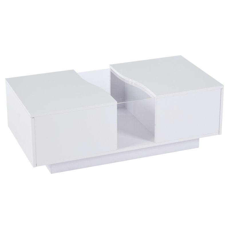 Block Coffee Table with Storage, White