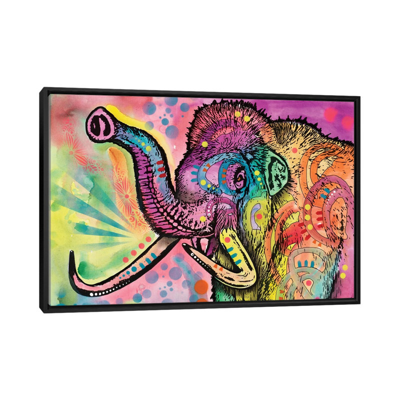 Woolly Mammoth, impression sur toile, H 18 po x l 26 po x P 1,5 po, Toile encadrée noire, Pas de tapis