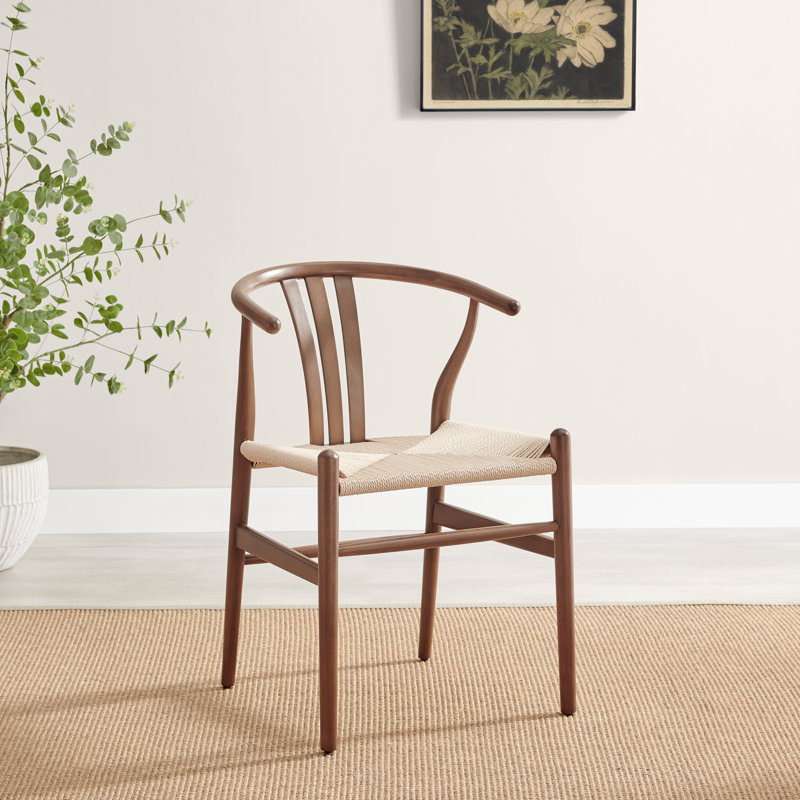 Carlton Solid Wooden & Rope Sculpted Dining Chairs - Elegant Scandi Inspired, Walnut