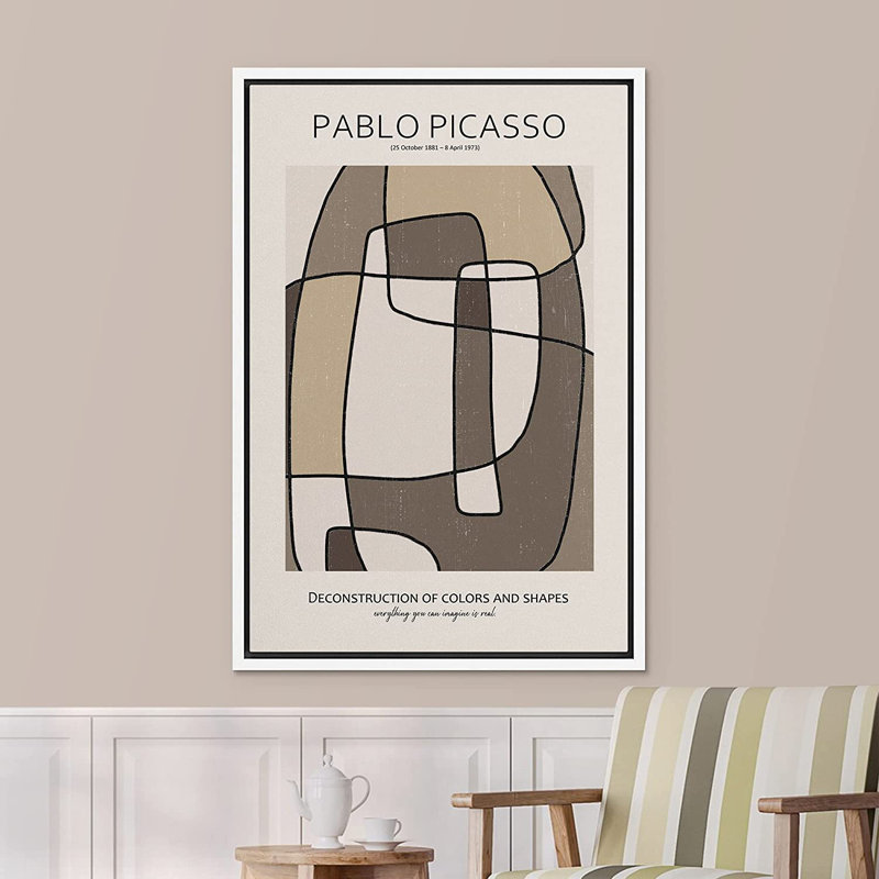 Dessin au trait, formes abstraites, illustrations par Pablo Picasso - Impression sur toile, H 24 po x l 16 po x P 1,5 po