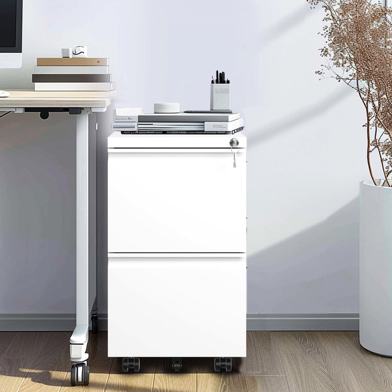 2 Drawer Metal File Cabinet With Lock - Enhance Office/home Space Steel Build Smooth Functioning Tilt Design Accommodates A4 Legal/letter Size Vertical Solution Structure Movement Feature For Files
