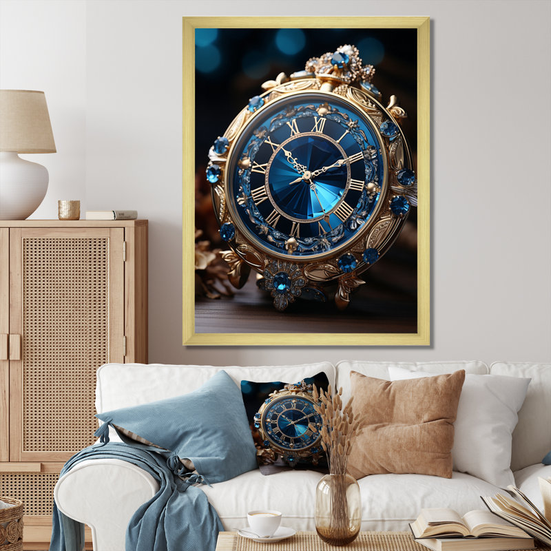 Horloge horloge opulente I - reproduction sur toile, H 44 po x l 34 po x P 1,5 po, Encadrement doré