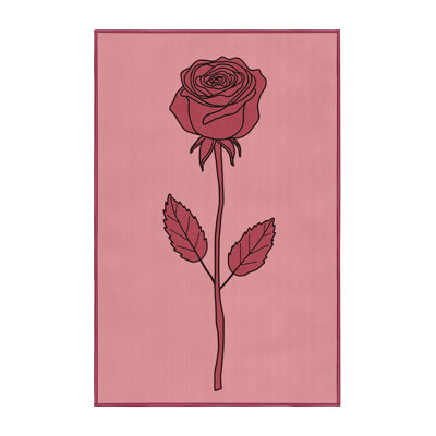 Soft Plush Fiorentino Valentines Modern & Contemporary Abstract Area Rug in Pink – Rose Binding