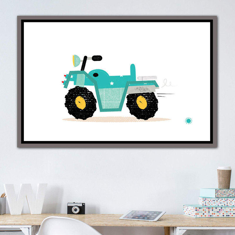 Quad, impression d'art graphique, H 40 po x l 60 po x 1,5 po, Pas de tapis, Toile avec cadre gris