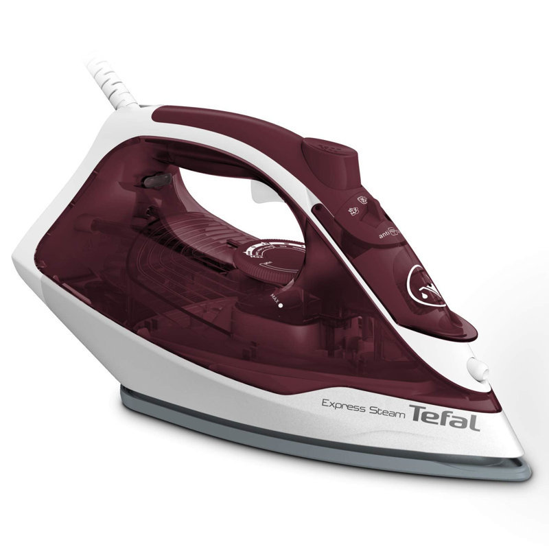 Tefal 2600W Non Stick Soleplate Iron, White/Ruby Red