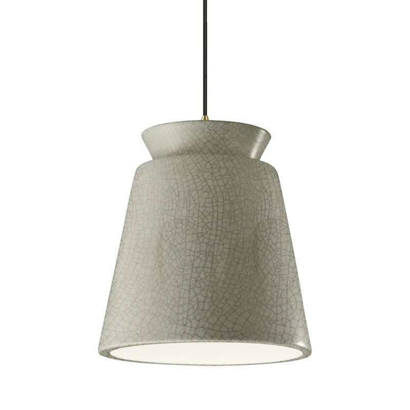 Radiance - Luminaire suspendu trapézoïdal haut 1 lumière - Cerise - Laiton antique - l 13,5 po x H 16 po - DEL dédiée, Oui