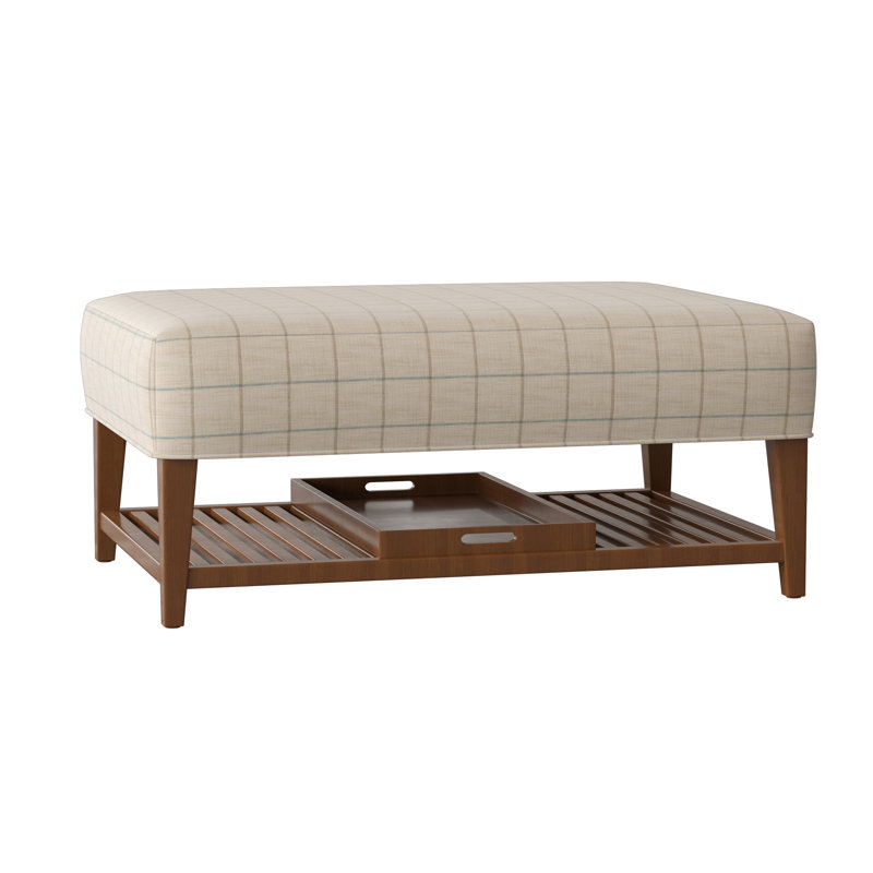 Carly Ottoman, Handsome 31 White Performance Twill, Pecan