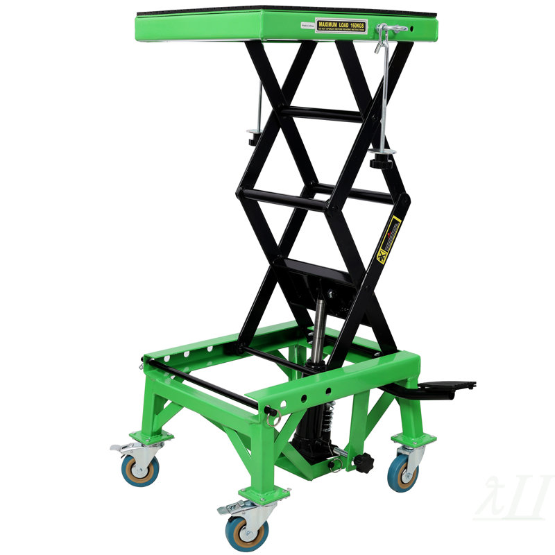 350 lb lb Ciseau de levage hydraulique pour les petites motos, support de ciseaux pour VTT avec 4 roues, vert