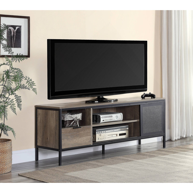 Meuble télé en chêne rustique avec support stable et design multifonctionnel Nantan