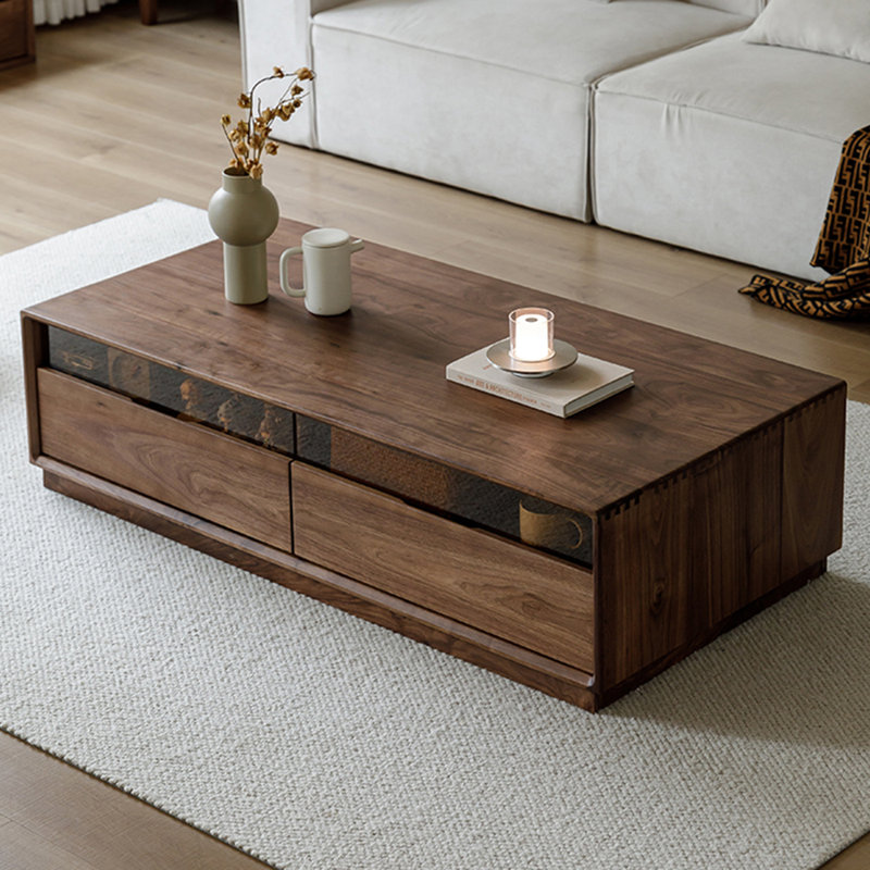 Table de bout en noyer noir entièrement en bois massif, H 14,96 po x L 55,11 po x l 27,55 po