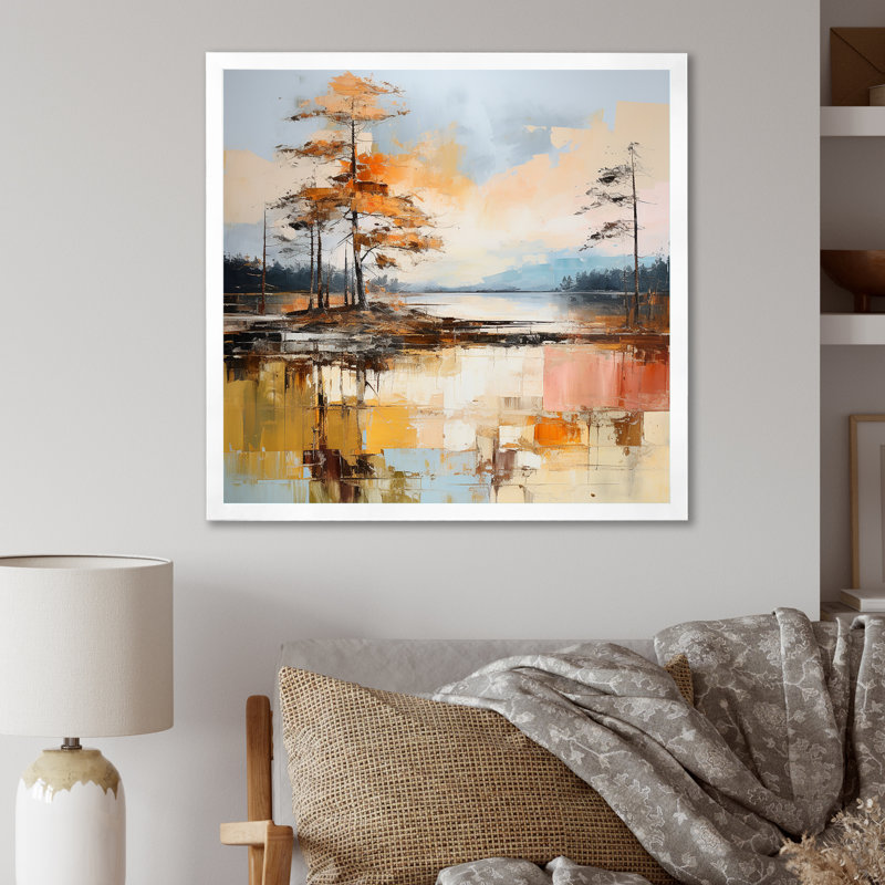 «Lake Summer Charm» sur toile, Black Picture Framed, 36" H x 36" W