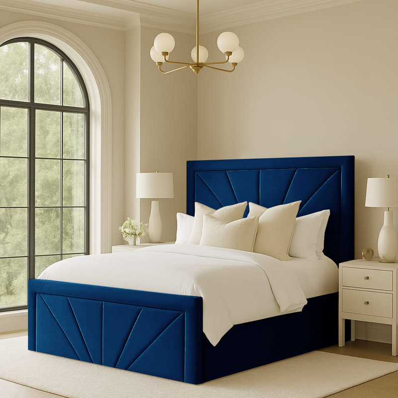 Upholstered Ottoman Storage Bed, Marine, Double (4'6)