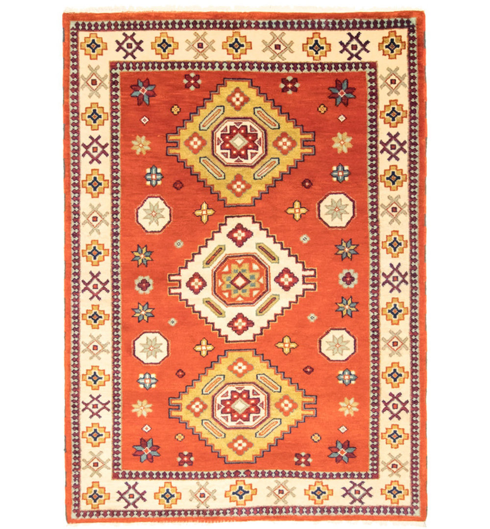 Greenman Handwoven Wool Orange Indoor/Outdoor Rug