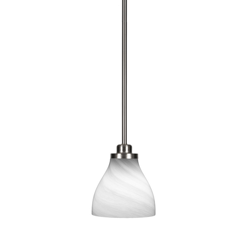 Mini-luminaire suspendu 1 lumière Odyssey, Nickel brossé, Blanc