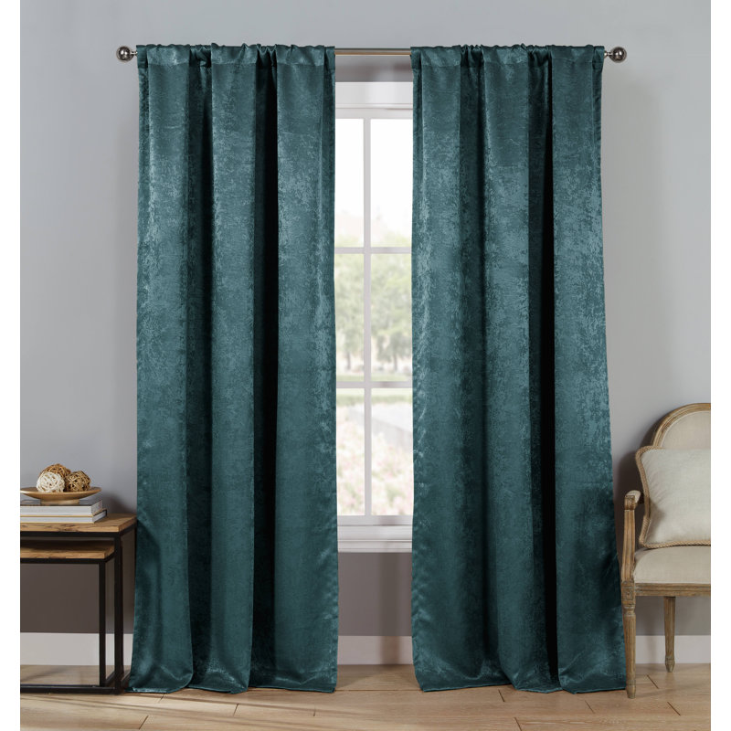 Larson Blackout Curtain Pair, 27'' W x 84'' L, Slate Blue