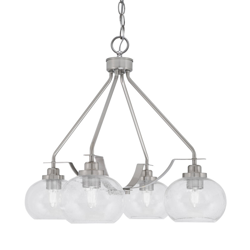 Lustre 4 lumières Odyssey Downlight, Nickel brossé, Clair, H 21,25 po x l 17,5 po x P 17,5 po