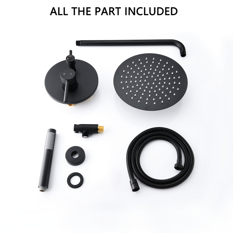 Matte Black 10" Shower Head : Rain And Handheld, Brass For A Stylish Showering Bathroom, Matte Black