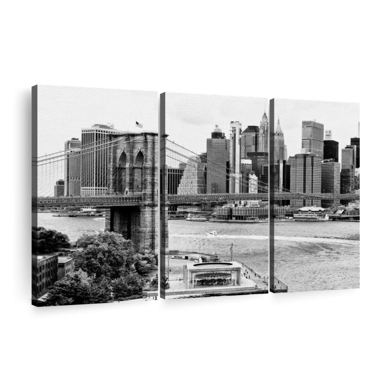 «The Brooklyn Bridge», 3 pièces, H 28 po x l 45 po