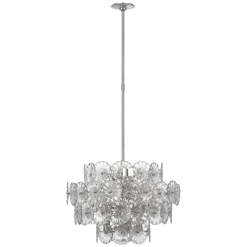 Julie Neill Gianna 24" Chandelie, Clear, Burnished Silver Leaf