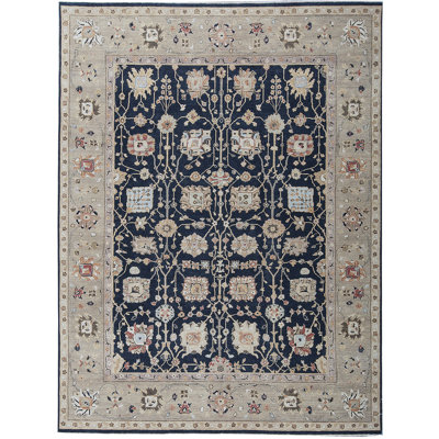 Hand-Knotted High-Quality Black and Gold Area Rug