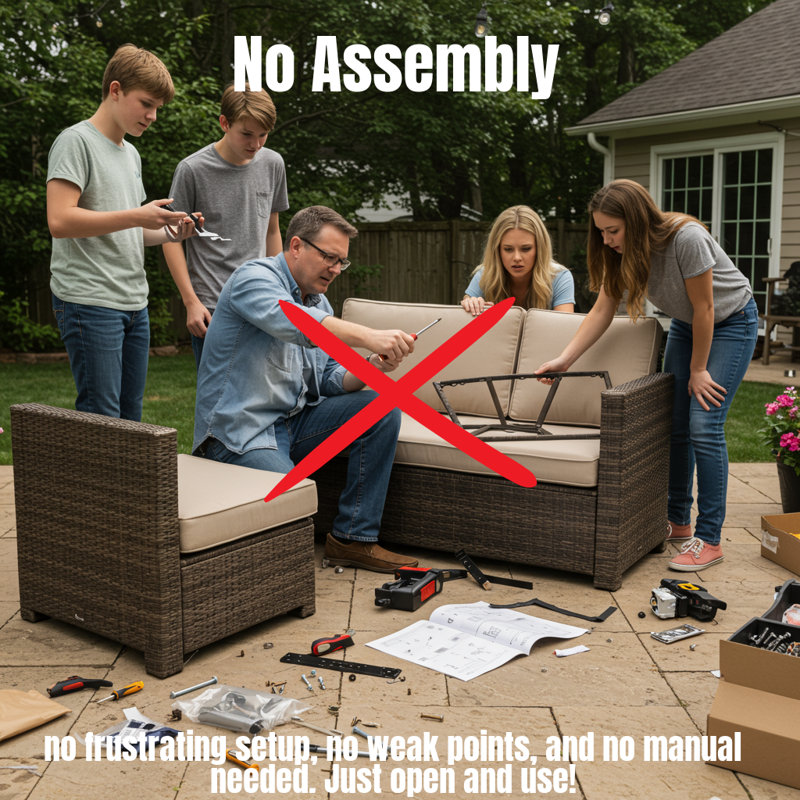 Hy Aviara Rattan Wicker Fully Assembled 2 - Person Seating Group with Cushions