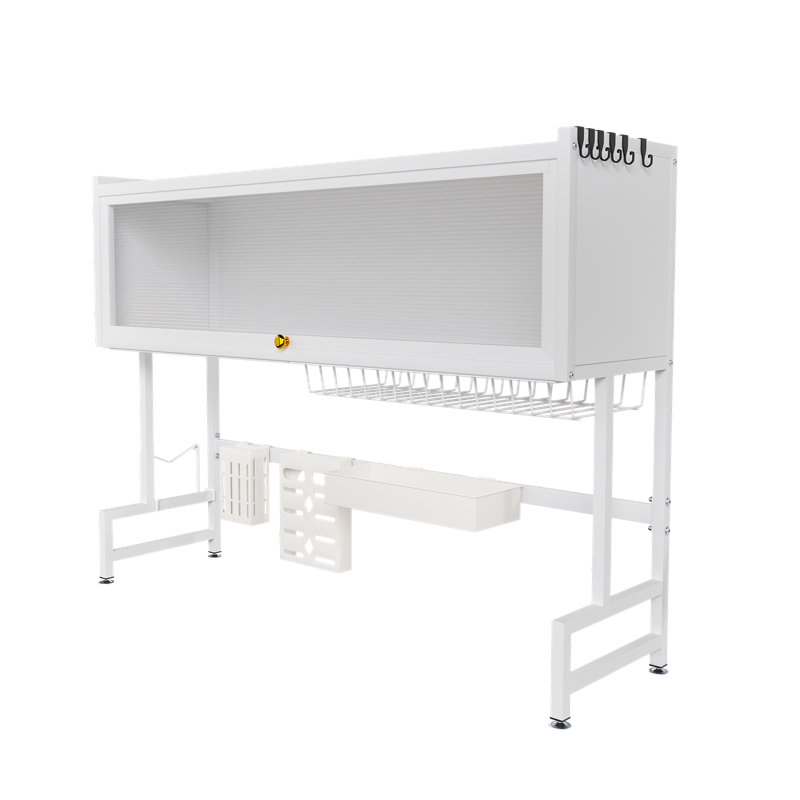 Égouttoir à vaisselle 2 niveaux avec porte, égouttoir à vaisselle autoportant avec égouttoir à vaisselle moderne de grande capacité sur comptoir pour égouttoir à vaisselle blanc