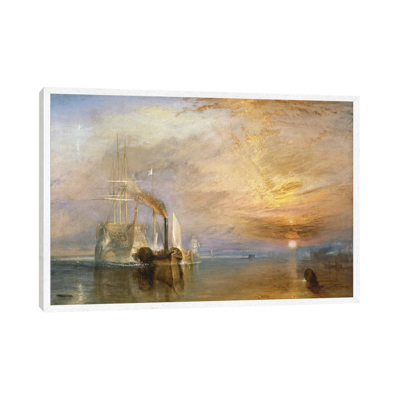 The Fighting Temeraire, 1839 by J.M.W. Turner - Painting on Canvas, 66.04 cm H x 45.72 cm W, White Framed