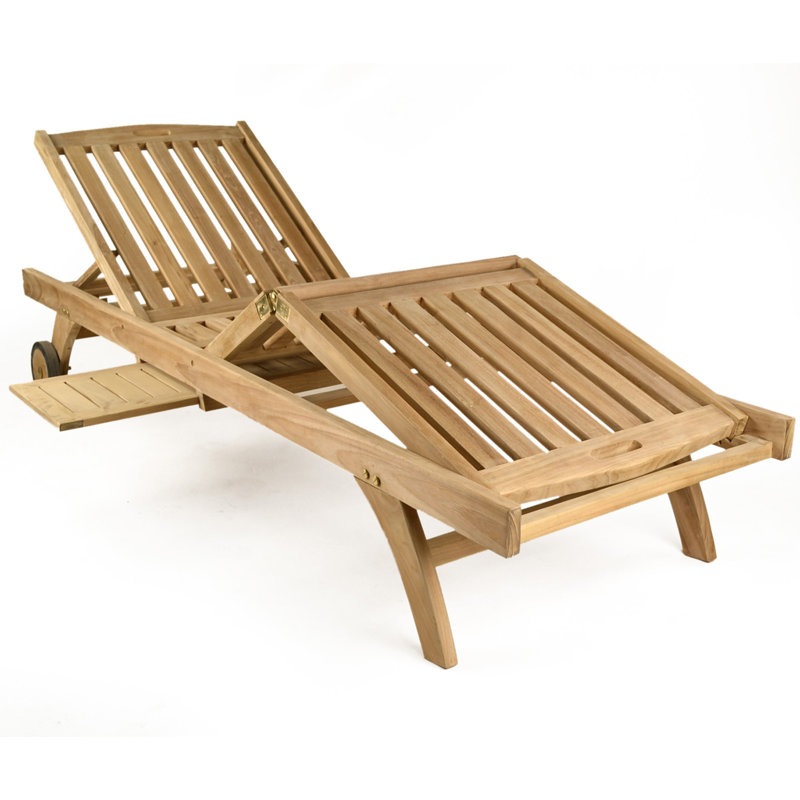 Cristina 200cm Long Reclining Teak Single Chaise