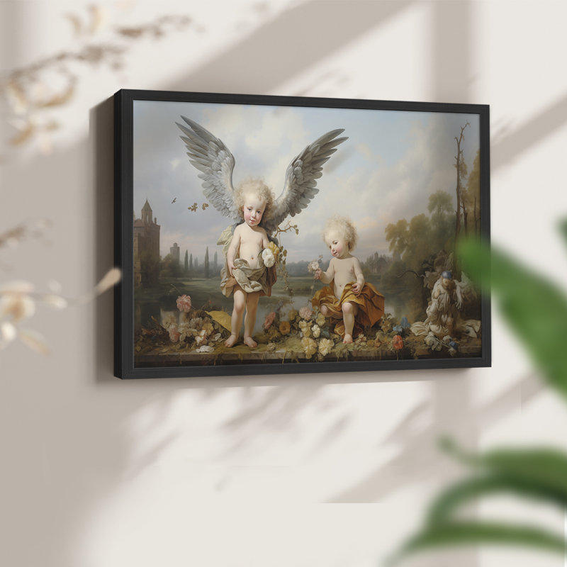 Angels From Above-11 - Reproduction encadrée - Restickable, H 8 po x l 10 po, Cadre noir