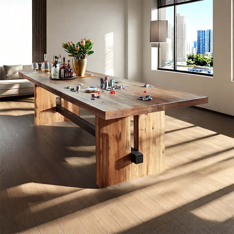 Rectangular solid wood dining table 1.97 "thick
