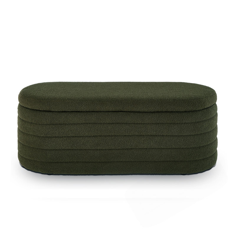 Oval Storage Ottoman Bench, Dark Green