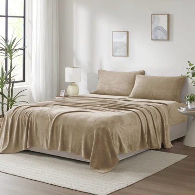 4 Piece Queen Sheet Taupe - 100% Ultra Soft Brushed Both Sides With Flat Fitted 2 Pillowcases Size And Cozy Elasticized