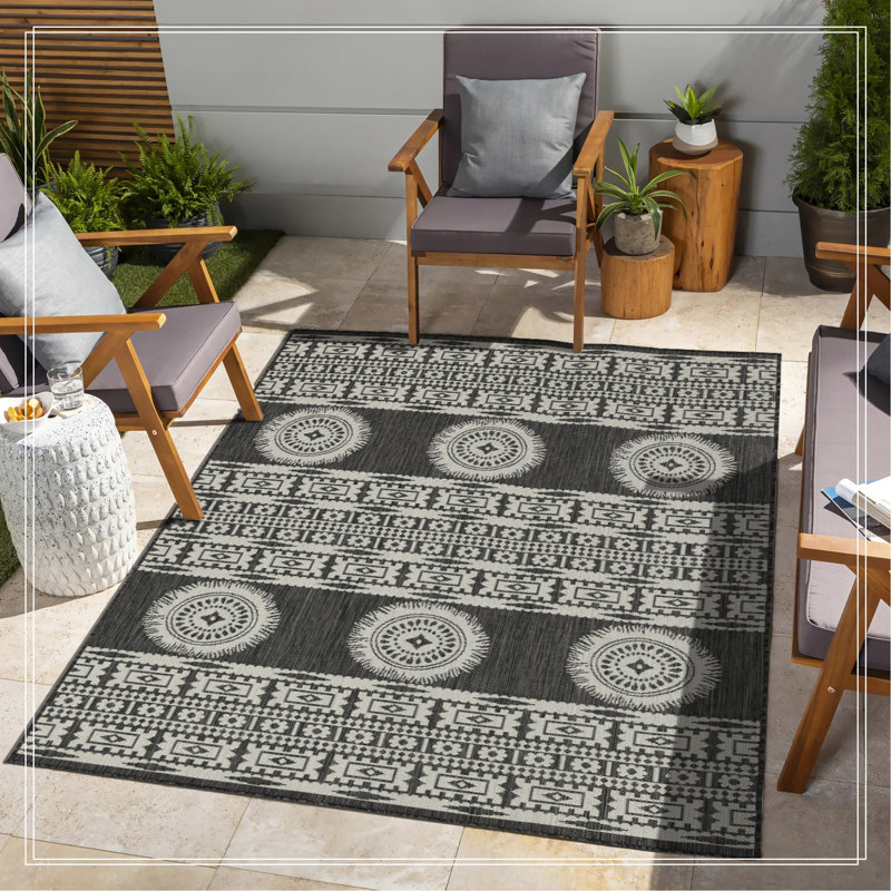 Tapis anthracite intérieur / extérieur, Rectangle 7 pi 10 po x 10 pi 3 po