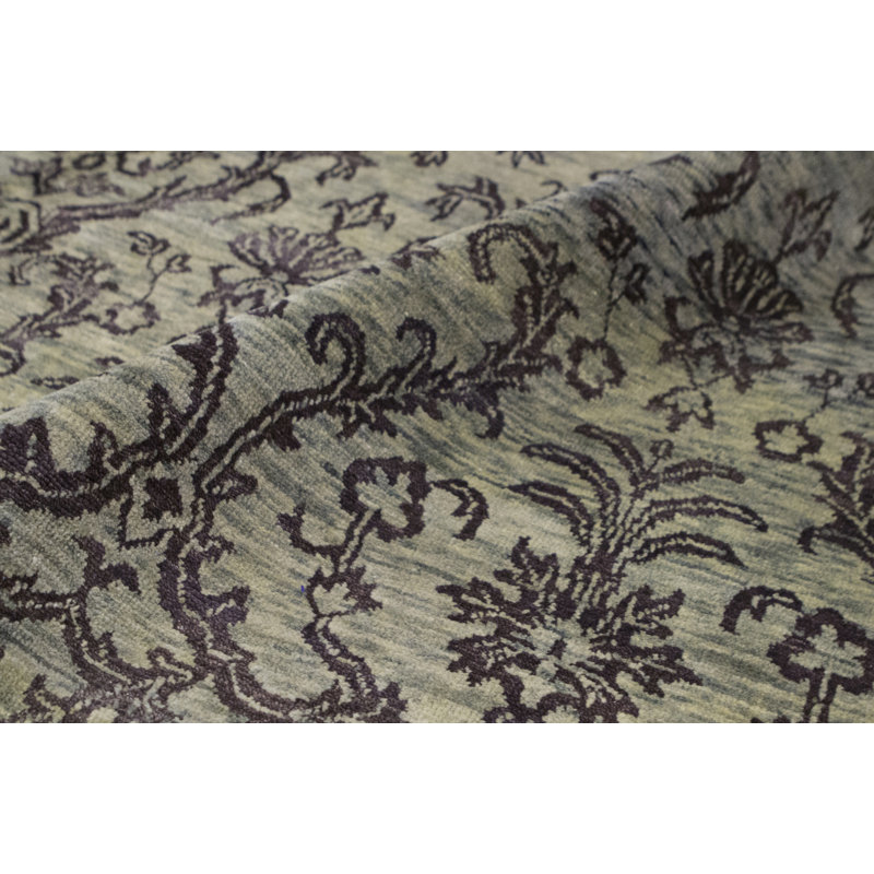 Hand Woven Cotton and Wool Floral Area Rug