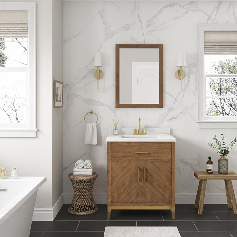 Fossen 30'' Single Bathroom Vanity with Top, Brown