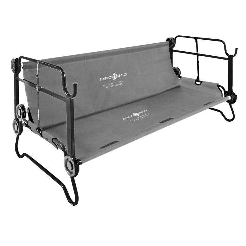 Extra Large Gray Steel Double Camping Cot with Organizers