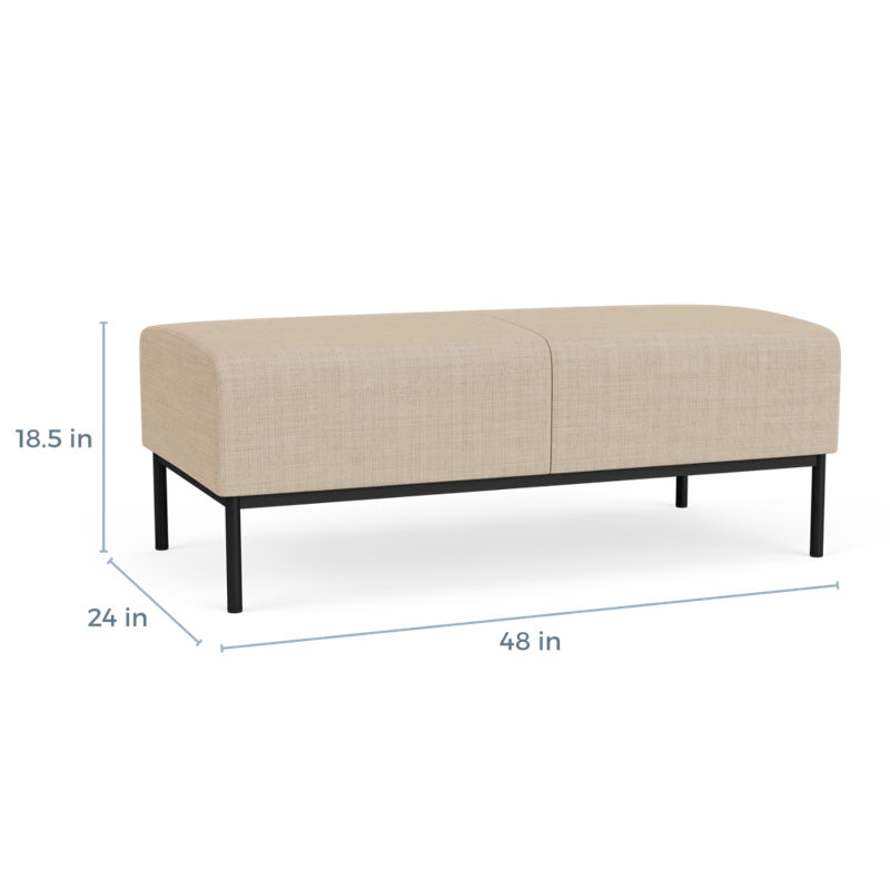 Darsey Lounge Reception 3 Seat Bench, Black, Chambray Limestone