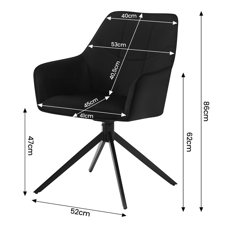 Zaytoune 47cm H Velvet Upholstered Metal Armchair, 2, Black