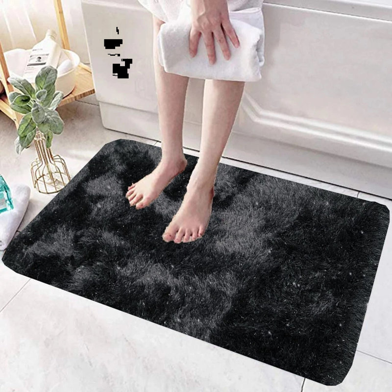 Polypropylene Plastic Non-Slip Bath Mat, Single - 80cm L x 50cm W, Black