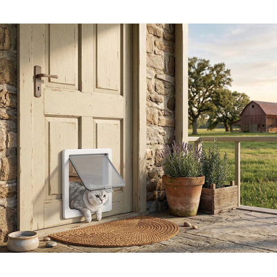Porte pour animaux magnétique et verrouillable pour petits et moyens chiens, cadre durable résistant aux intempéries, taille extérieure de 13,5 po x 11,1 po, installation facile